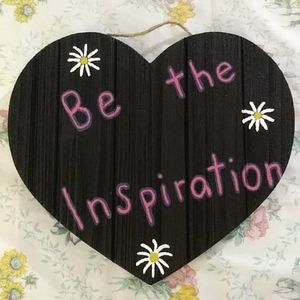 Inspirational black wooden heart sign